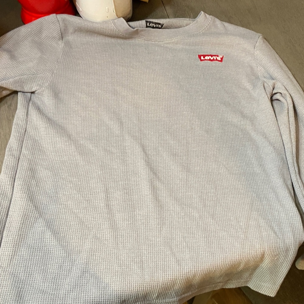 Levi's Light Gray Waffle Knit Top